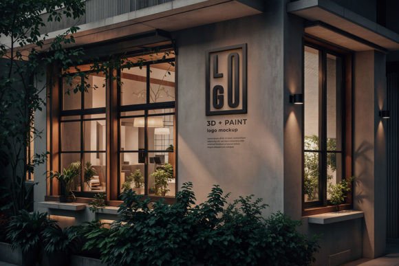 Download Elegant 3D Logo Mockup Modern Storefront - Mockup Collection