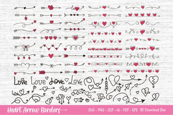 Download Hand Drawn Heart Arrow Borders SVG - Arrow Collection