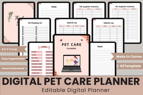 Download Digital Pet Care Planner Canva Interior - Pet care Collection