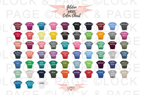 Download Gildan 64000 Color Chart Mockup - Mockup Collection