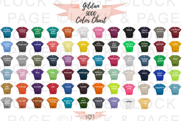 Download Gildan 5000 Color Chart Mockup - Mockup Collection