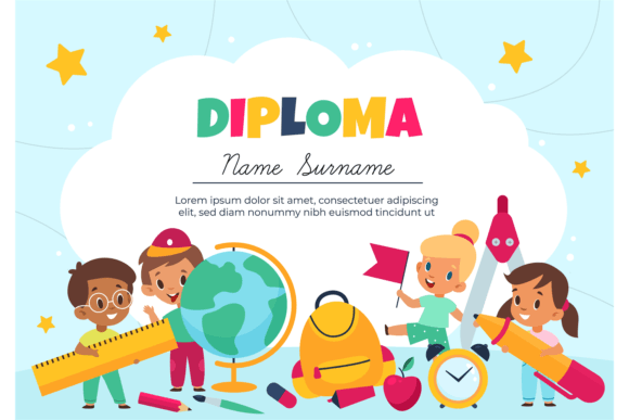 Download Kids School Diploma. Children Graduation - Premium Bundle