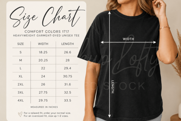 Download Comfort Colors 1717 Size Chart Mockup 41 - Mockup Collection